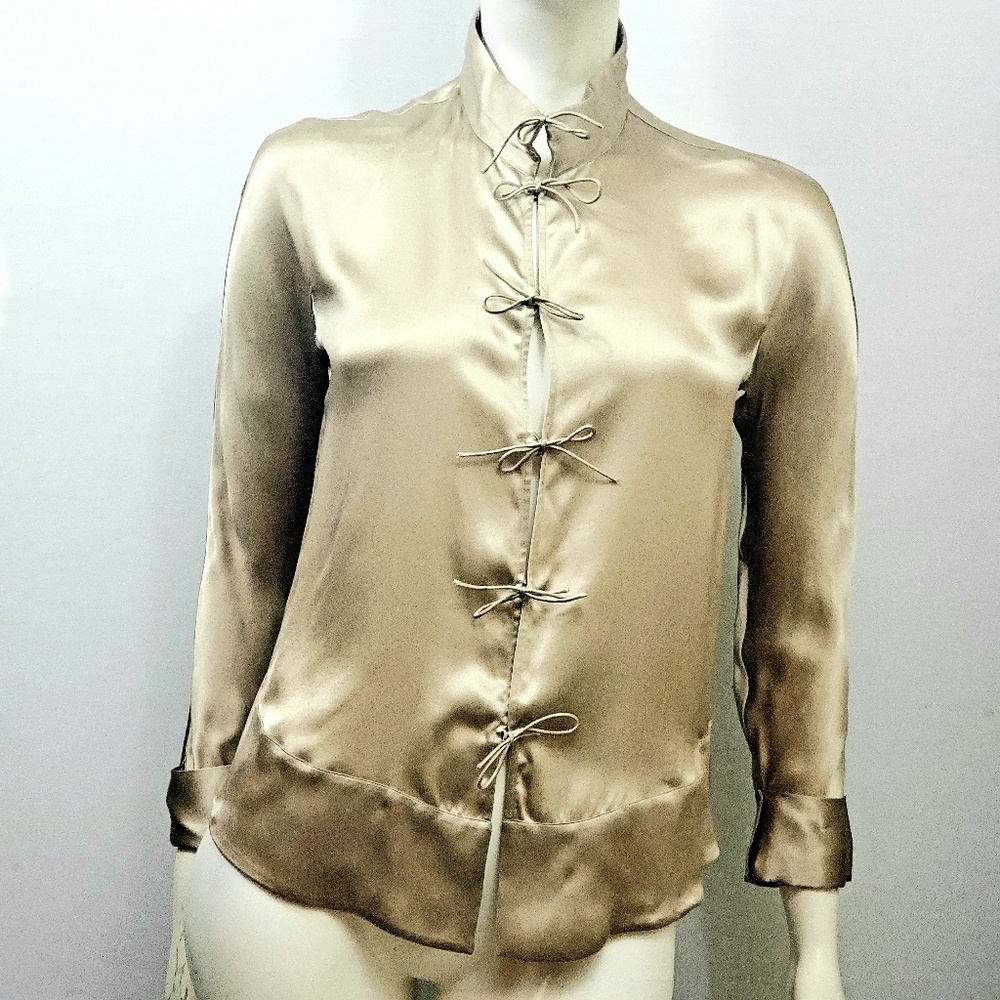 Giorgio Armani Gold 100% Silk Kimono Blouse